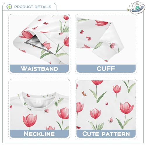 JUNZAN Cute Tulips White Little Boys Sweatshirt Hoodie Crewneck Boys Sweat Shirt Athletic 4T3
