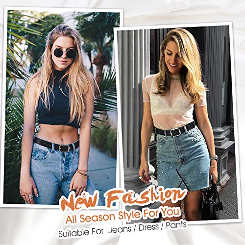 Jasgood Women's Hollow Flower Cowhide Leather Belt With Alloy Buckle(Suit For Waist Size 25-34Inch,B-Black-1.5 Wide) #TOP2