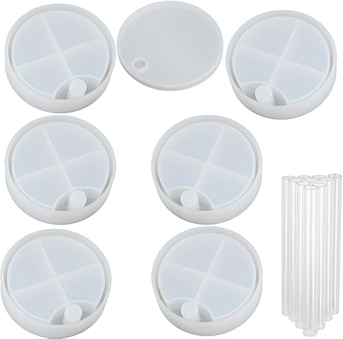 Miniatura 8 de FUNSHOWCASE Caja de almacenamiento giratoria, juego de moldes de silicona de resina epoxi, organizador de 6 capas con tapa y rodamientos,