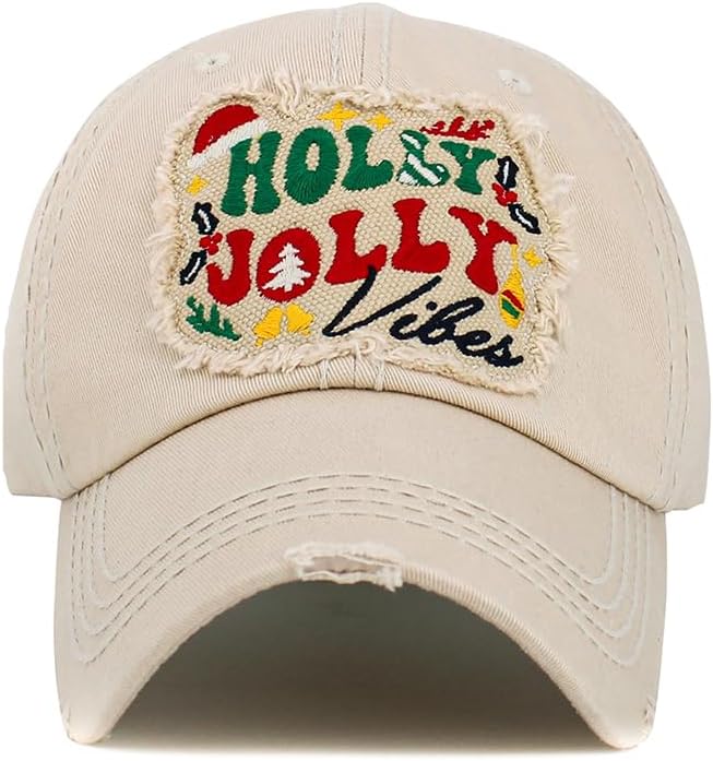 ScarvesMe Women's Oh Deer Christmas Vintage Washed Distressed Stitch Baseball Cap Hat