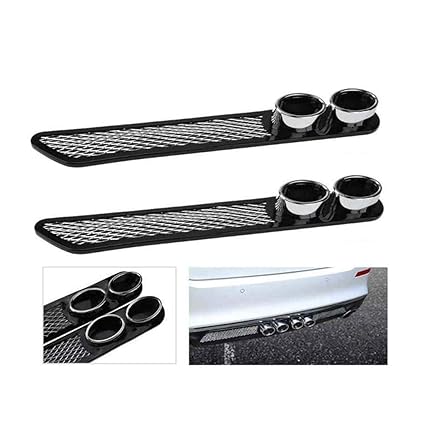 KROMTEC Rear Dual Tip Bumper Lip Diffuser Car Back Bumper Spoiler Lip Splitter Chrome Compatible with Fiet Punto Pure (Black)