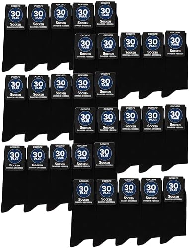 Occulto Herren & Damen Schwarze Socken 10er Pack, 20er Pack, 30er Pack (Modell: Hermann)