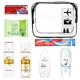 Womens Mini Travel Toiletries Set - Essentials for Hospital, Materinty, Camping, Holiday & Vacation, Travel Size Toiletries Under 100ml, Clear Travel Bag, Mini Toiletries, Airport Security Approved