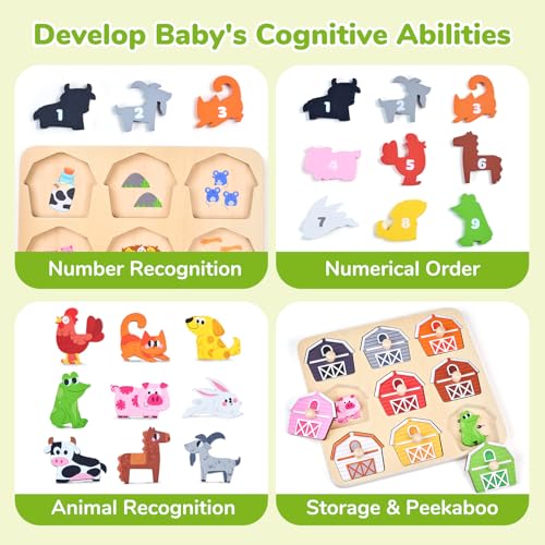 image for JoyCat Wooden Puzzles for Toddlers 1-3, Montessori Toys for 1 2 Year O