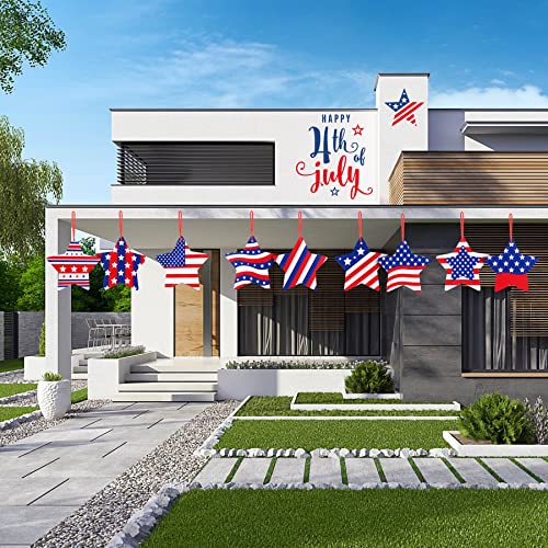 9Pcs 4Th Of July Yard Signs With Stakes Patriotic Hanging Star Ornament Independence Day Memorial Day Decorations To Hanging Or Displaying For Patriotic Party Decor Outdoor Decorations #TOP4