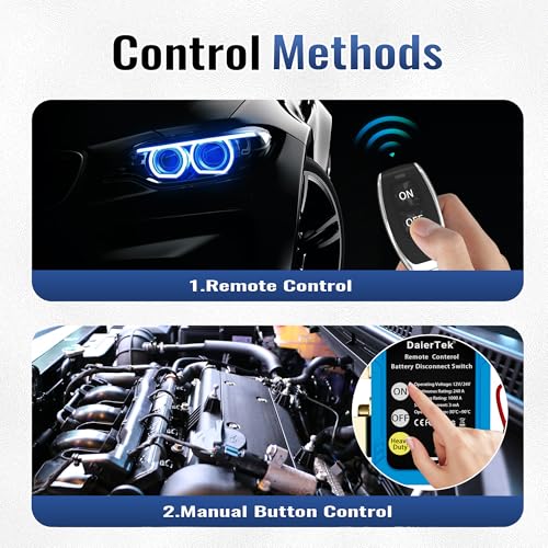 DaierTek Remote Battery Disconnect Switch 12V/24V 240A Kill Switch Automotive Cut Off Switches for Car Truck RV Boat Detail