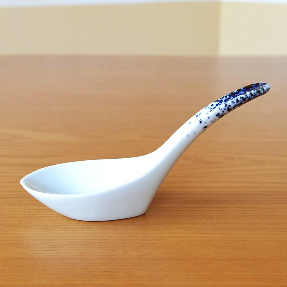 Japanese Ramen Spoon Set of 2 Ceramic Soup Spoon Made in Japan Arita Porcelain for Ramen Udon Fried Rice Fukizumi