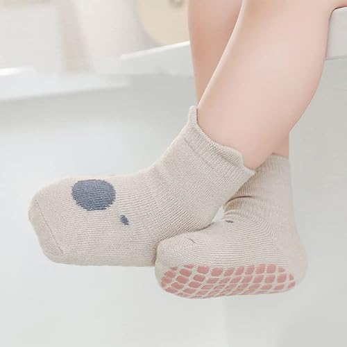 Tatibana Baby Non Slip Socks, 5Pairs Toddlers No Slip Socks Non Slip Bottom Kids Socks Cartoon Baby Little Girls Boys Socks With Grips (As1, Age, 1_Year, 3_Years, 5 Mixed Color A) #TOP3
