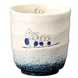 宗峰窯 寿司 湯のみ 吹ふくろう 青