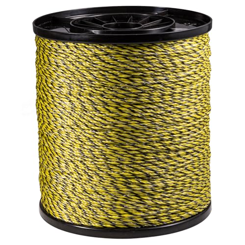 FarmNix Cuerda para Cerca Eléctrica 500m, 3,0mm, 9 Hilos de Acero Inox & 33 Fibras PE, Negro Amarillo, Para Caballos, Ganado, Cabras, Perros y Protección de Cultivos