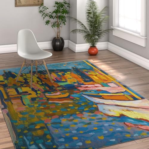 Tapis de salon anti-mule lavable et grand format paysage urbain - 4