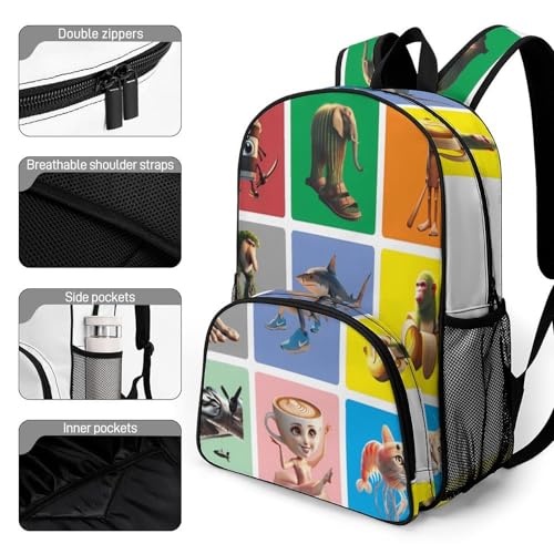 Zaino Tralalero Tralala Brainrot Meme - Leggero, Antispruzzo, Multifunzione Per Scuola, Viaggi E Sport