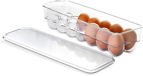 Contenedor apilable para almacenamiento de huevos con tapa, almacena 12 huevos, plástico transparente sin BPA
