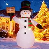 Fanshunlite 8FT Christmas Giant Inflatable LED Light Large Snowman Blow Up Yard Decorations for Xmas Home Garden Family Prop Lawn Holiday Indoor Decor, Snowman with Merry Christmas Sign