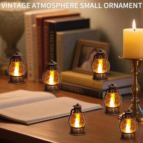 Miniatura 5 de Lukiup 8 Piezas Paquete Mini Farol Decoración De Mesa, Farolillos Led Colgante Decorativo Con Vela Led Para Mesa Sala Estar Interior Aire Libre Ramadán
