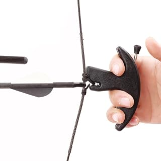 Thumb Bow Release, 3 Finger Thumb Trigger Caliper Grip Compound Bow Release Aid, Recurve Bow Releaser Aid Tool, Replaceable Bow Release Trigger Caliper Grip Black