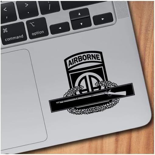 82nd Airborne and CIB Vinyl Decal (10" Wide, Black)