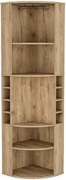 Tuhome Oban Corner Bar Cabinet Beige Manufactured Wood