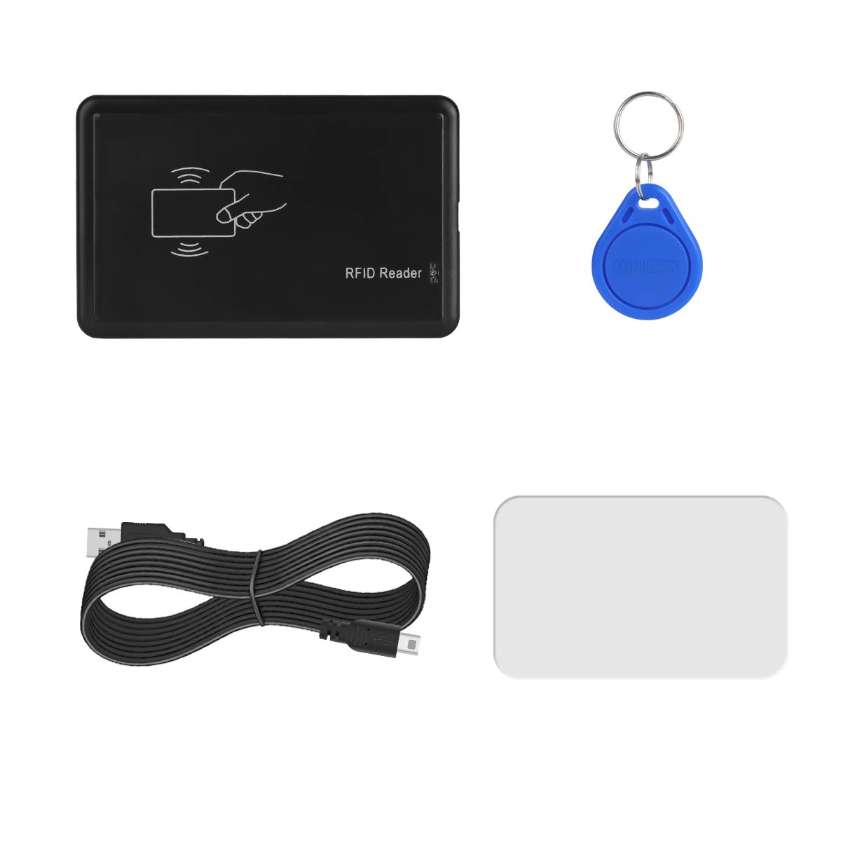 RFID Card Reader,LANMU USB RFID Card Reader,RFID Card Reader / 8125khz Contactless Proximity Sensor Smart ID Card Reader EM4100 with RFID Card and Key Fob