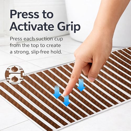 Image of HOMEZE TPE Anti-Slip Shower Mat - Elevate Your Bathing Experience | Strong Suction Grips & Drain Holes | Anti-Skid Bath Mat for Elderly | Premium Bathtub & Shower Area Mat (68x38 cm)