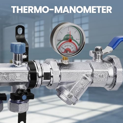 Thermo-Manometer, 3 Zifferblatt, 0-4Bar/120°C, schwarzes Stahlgehäuse, G1/2 Unteranschluss