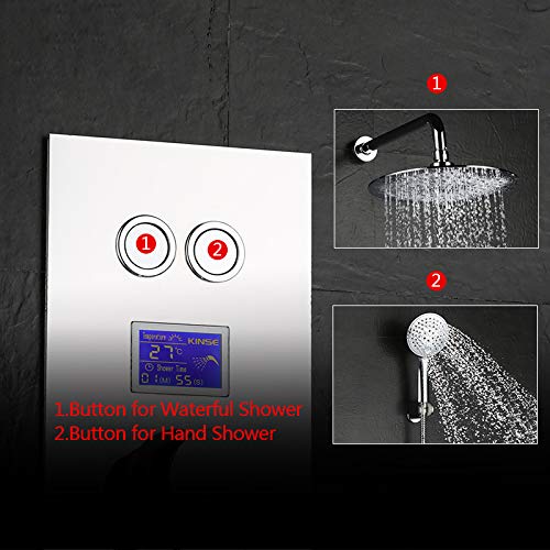 Cabezal de ducha tipo lluvia con botones de control para baños modernos 5