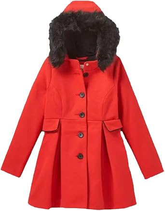 Cat & Jack Girls Faux Fur Hooded Jacket - S, Red