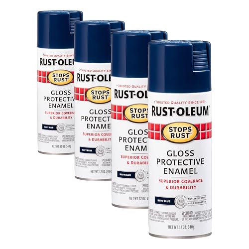 Image of Rust-Oleum 7723830 Stops Rust Spray Paint, 12 oz, Gloss Navy (Pack of 4)