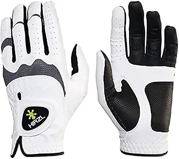 HIRZL Trust Hybrid Golf Glove All Weather Mens Golf Glove White/Black | Nylon, Kangaroo Leather, Polyester | Ultimate Grip Wet or Dry, Ergonomic Fit, Breathable, Sweat Free, Water Repellent