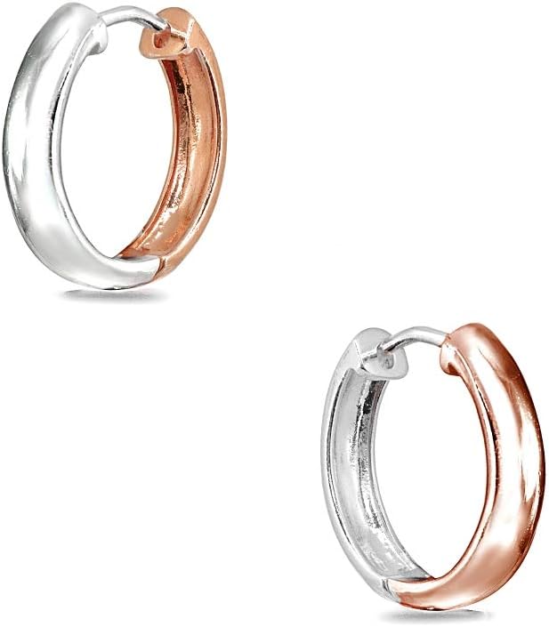 Sterling Silver 16mm Oval Small Hinged Huggie Hoop Earrings, Choose an Option