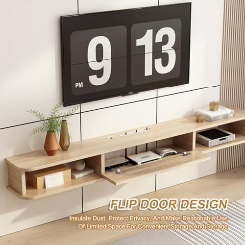 Console de divertissement moderne meuble TV mural marron compact - 5
