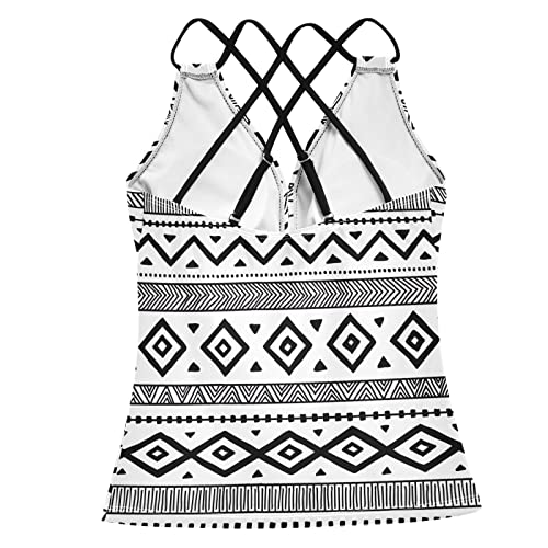 Horizontal Stripes Women's Tankini Bathing Suit Tops V Neck Swim Tank Tops #TOP4