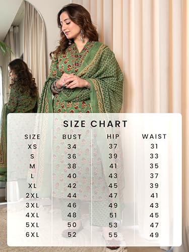 Image of Arayna Women's Cotton Printed Kurta Set with Pants & Dupatta - 3 /4 Sleeve | Elegant Ethnic Wear