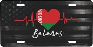 Belarus Flag Heartbeat Personalized Front Aluminum License Plate Suitable Outdoor Play 6 X 12 in