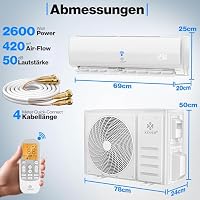 KESSER® Split Klimaanlage Set Quick Connect – WiFi & App Klimagerät mit Heizfunktion & Kühlmodus Wandklimaanlage, mit Kupferleitung 9000 BTU 2,6 kW Kältemittel R32 Inkl. Montagematerial – Ansicht 6