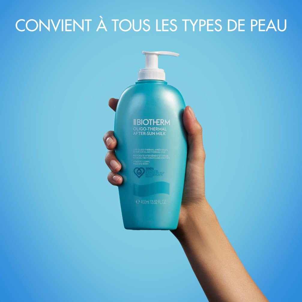 Biotherm, Lait Après-Soleil Oligo-Thermal, Lait pour le Corps Hydratant, Apaisant et Rafraîchissant, Renforce et Prolonge le Bronzage, Enrichi en Biotech Plankton, 400 ml