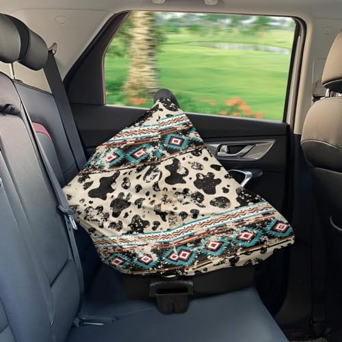Image of Distress Cow Print Mother Privacy Nursing Cover Elastic & Cozy Breastfeeding Scarf Personalized Multi Use Infant Stroller Canopy for Family Friedns