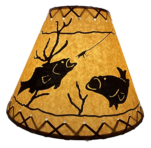 Rustic Oiled Craft Paper Laced Fish Lamp Shade - 12