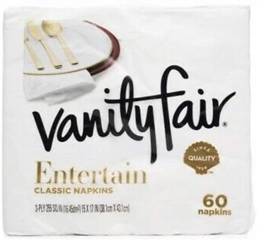 Vaniti Fair Napkins Entertain Classic 3-ply, 60 Count, Pack of 2, White