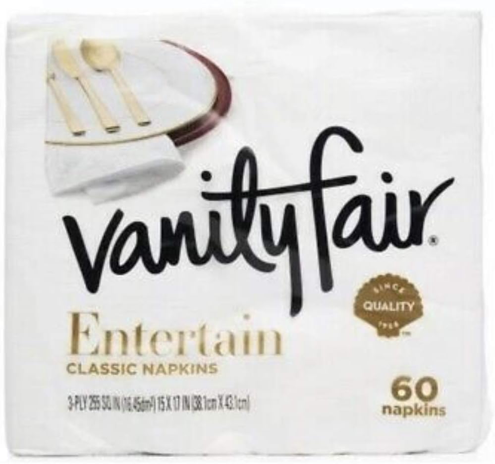 Vaniti Fair Napkins Entertain Classic 3-ply 60 Count Pack of 2 White