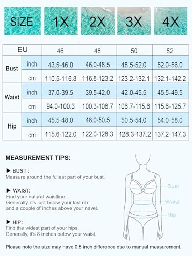 Halcurt Tankini Große Größe Damen Set Bademode mit BH Zweiteilig Badeanzug Tankini Oberteil mit Badeshorts 4X