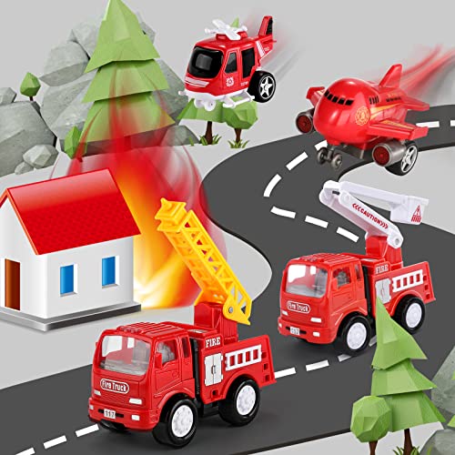 5 In 1 Friction Power Fire Toys Car Carrier Vehicle Toys For 3 4 5 6 Year Old Boys, Kids Toys Truck For Toddler Boys Girls, Christmas Birthday Gifts For Kids Age 3 4 5 6 #TOP4