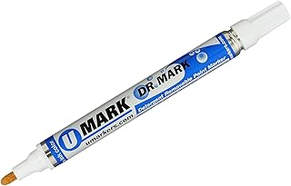 U-Mark DR. MARK Detergent Removable Paint Marker, Detergent Removable formula for temporary marking of metals, glass, plastic parts and tools (Pack of 12). (White)