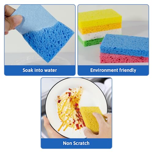 Image of 6 PCS Multi-Use Cellulose Kitchen Sponges Compressed Cellulose Sponges, Non-Scratch, Dish Sponge for Kitchen Bathroom Cars, Funny Cut-Outs DIY (6, Multicolor)