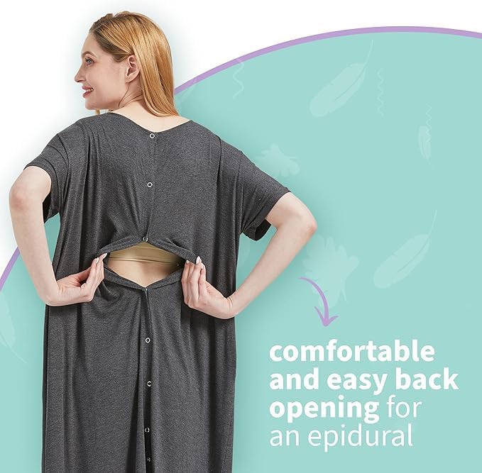 Mama & Wish Labor and Delivery Gown 3 in 1 Labor, Delivery and Nursing Gown for Hospital Made with Ultra-Soft Fabric - Image 4