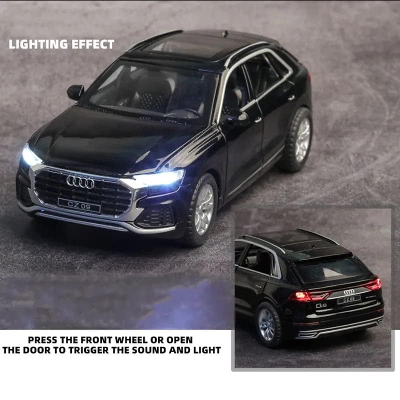 Image of SPITEN Diecast 1:32 Audi Q8 Toy Car Scale Model,Pull Back Vehicles Alloy Simulation Supercar with Lights and Sound Also for Car Dashboard,Kids