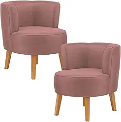Kit 2 Poltronas Cadeira Elegante para Sala de Estar Tecido Veludo MOBLAN decor (Rosa escuro)