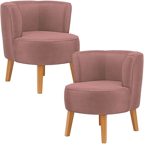 Kit 2 Poltronas Cadeira Elegante para Sala de Estar Tecido Veludo MOBLAN decor (Rosa escuro)
