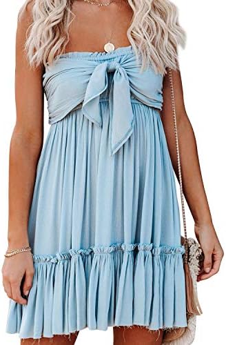 R.Vivimos Women's Summer Cotton Boho Beach Sleeveless Tie Front M...