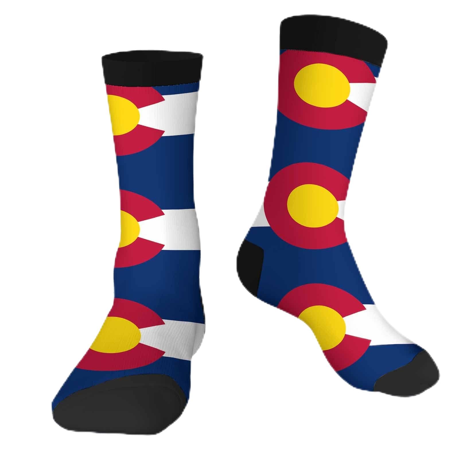Muntayson Unisex Usa Colorado State Flag Cushioned Crew Athletic Socks Men & Women Moisture Wicking Breathable Performance
